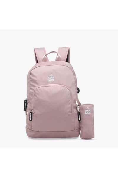 Oaklan by Shoexpress Logo Print School Backpack with Zip Closure and Pouch - 32x13x45 cm