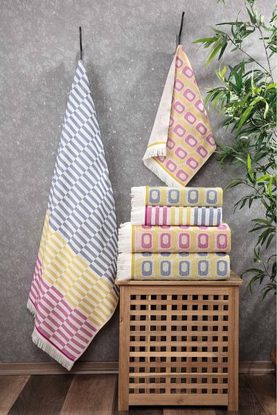 Sevim 100% Cotton Fringed Multicolored Peshtemal and Peskir Set-Beach Towel-Lounger Cover