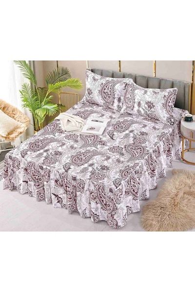JOJO HOME Double Bed Sheet with Ruffles, Jojo Home, Flower Bouquet Print, 3 Pieces, 2 Persons, Finet, 250x270c