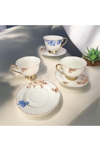 partridge store Porcelain Tea Cup Set 6 Pieces