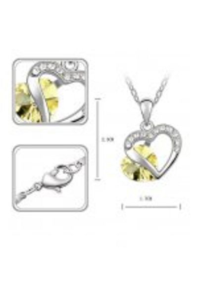 Kelan Set bijuterii elegant – lănțișor și cercei model pisică cu cristale Galben Crystal
