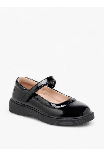 Flora Bella by Shoexpress Girls Scalloped Detail Mary Jane School Shoes with Hook and Loop Closure