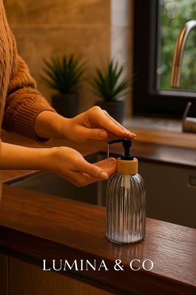 LUMİNA Kitchen & Bathroom Glass Liquid Soap Dispenser – Stylish and Functional Design