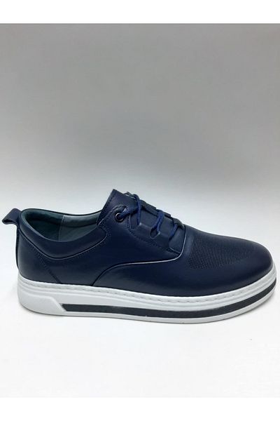 Red Walker Genuine Leather Lace-Up Dark Blue Men's Shoes