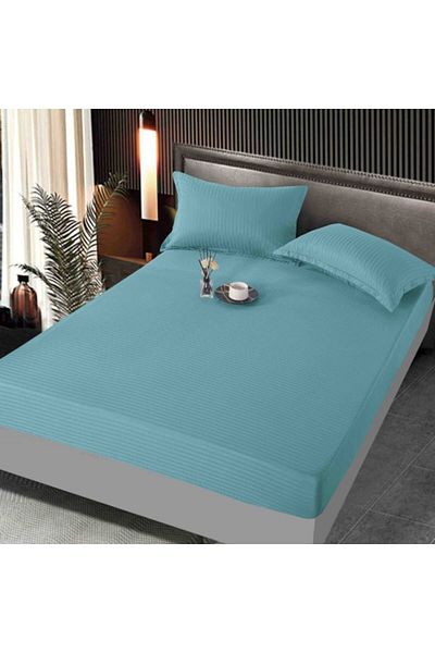 JOJO HOME Elastic Bed Cover Jojo Home Damask 2 Persons Uni 160x200cm Turquoise