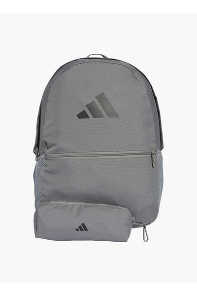 adidas Logo Print School Backpack with Zip Closure and Pencil Pouch