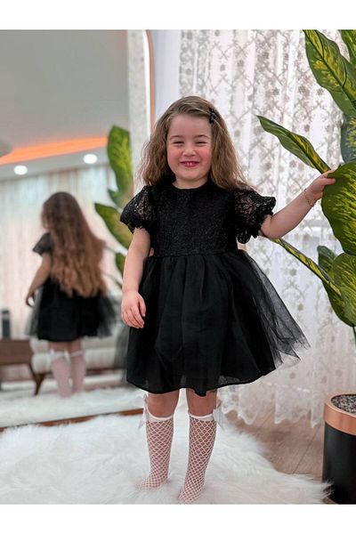 GÖKJOY BUTİK Premium Quality Special Day Girl's Dress with Lace and Tul Detail