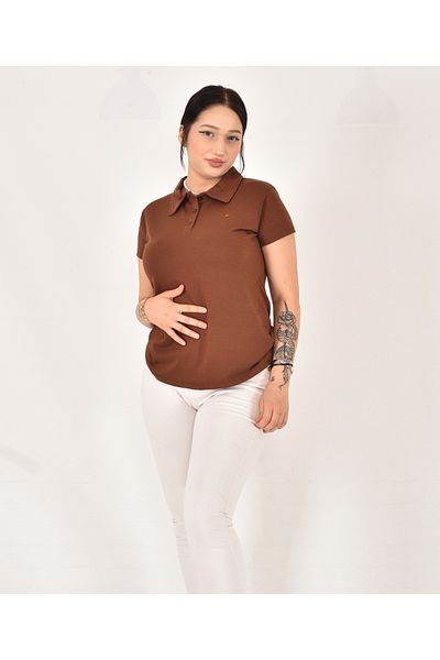 Pollux Tricou de damă cu guler polo cu jumătate de nasturi