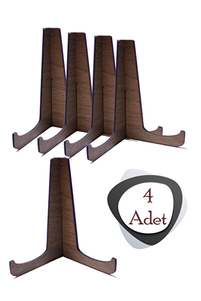 ouz dekor 4 ADET Çok Amaçlı Ahşap Stand - Kitap Tabak Fotoğraf Çerçevesi Teşhir Ayaklığı Kaide 18CM