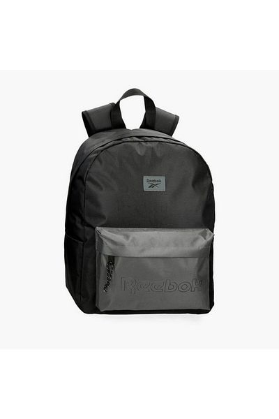 Reebok حقيبة ظهر مدرسية بطباعة شعار مع أحزمة قابلة للتعديل وسحاب للإغلاق - 38 × 19 × 43 سم