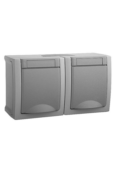 PANASONIC Double Schuko Socket IP54 Pacific Gray