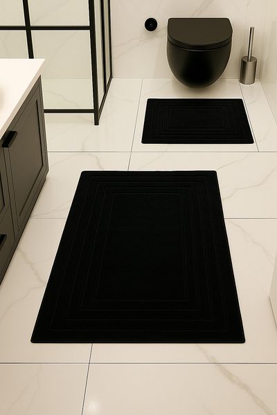 ALBBEK 100% bumbac țesut, absorbant de apă, set covoraș de baie, covor de baie Vera Set de 2 toalete 60x100-60x50
