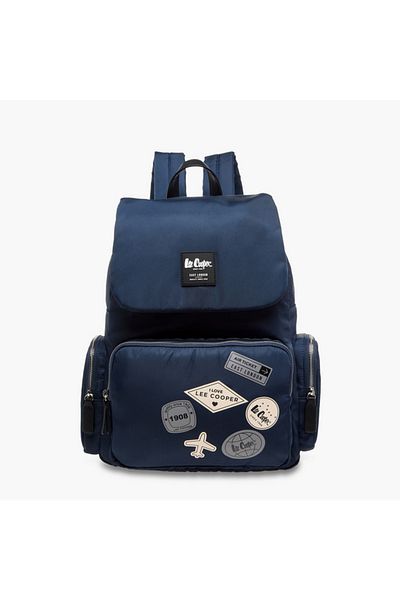 Lee Cooper Logo Applique Backpack with Adjustable Straps and Zip Closure - 13x30x40 cm