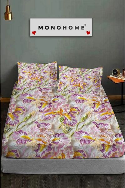 MonoHome 100% Cotton Fitted Sheet Special Design 5D Digital 60 Wire Embroidery Dreams