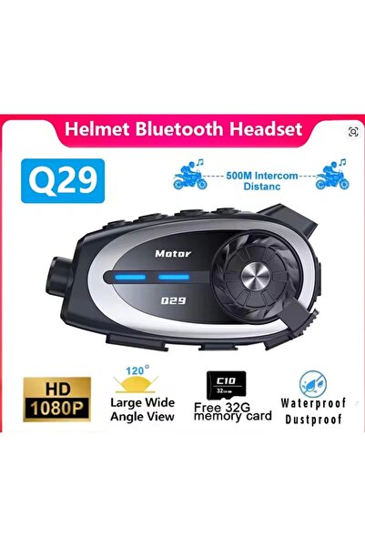 Vothoon Q29 Motosiklet Kask Bluetooth Kulaklık Eşleşmeli 1080P Kamera Geniş açı Su Geçirmez Intercom