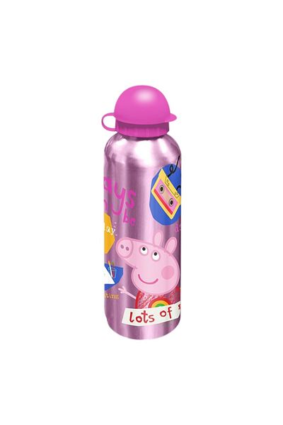 Peppa Pig Water bottle, for children, made of aluminum, BPA-free, 500 ml, multicolor, Lots of fun, Peppa Pig