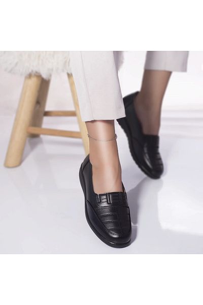 MODA STİL Pantofi casual mocasini shamara piele ecologica negru, 39