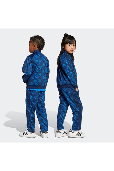adidas Firebird Allover Print Kids Blue Tracksuit Set (Jw0295)