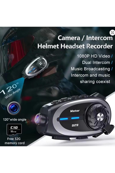 Vothoon Q29 Motosiklet Kask Bluetooth Kulaklık Eşleşmeli 1080P Kamera Geniş açı Su Geçirmez Intercom