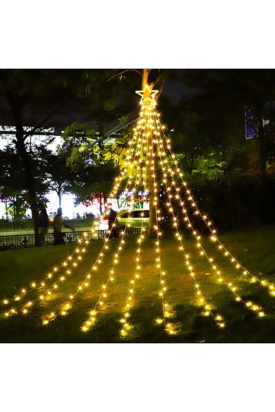 divendi-ro Christmas Installation, Star Curtain Type, 210 LEDs, IP44, Outdoor/Indoor, 2.5m, Warm White