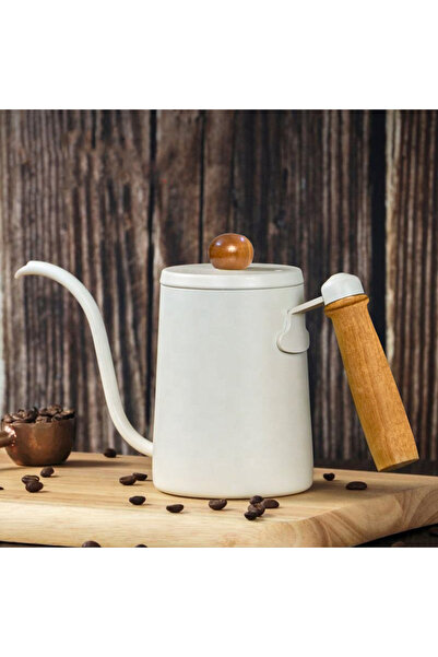 Omran Cart غلاية قهوة 600 مل من الفولاذ المقاوم للصدأ باللون الأبيض مع مقبض خ...