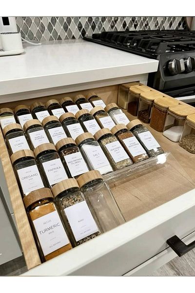 pleksiaksesuar Plexiglass Accessory – Transparent Acrylic 2Pcs Drawer Spice Rack Organizer Minimal & Practical Design