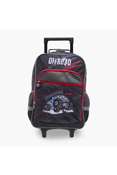 LBL by Shoexpress حقيبة ظهر بعجلات بطبعة جرافيكية ومقبض قابل للسحب - 44×16×30 سم