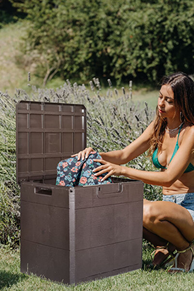 Binbirreyon Kapaklı Bahçe Depolama Sandığı Bahçe Dolabı Plastik 90Lt 50x45x50...