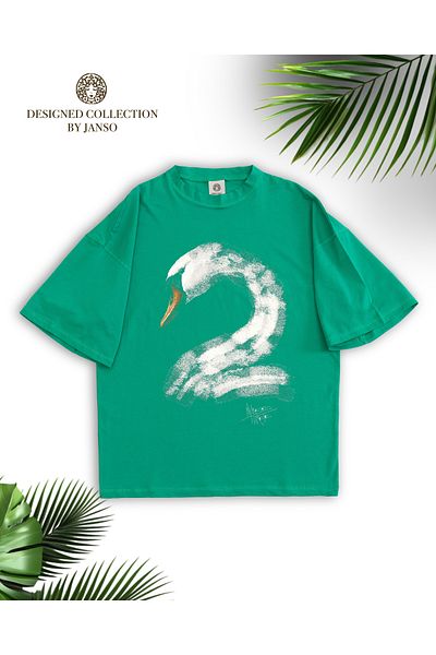 JANSO GROUP -Women's Cotton Printed a Duck Short Sleeve Tshirt Oversize Big Size