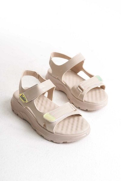 Weynes Women's Cream Velcro Daily Flat Sole Orthopedic Sandals Wsb3078