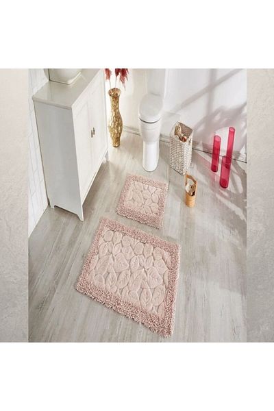 Çapa Home Çapa Home Cotton 2-Piece Bath Mat Leaf Pattern
