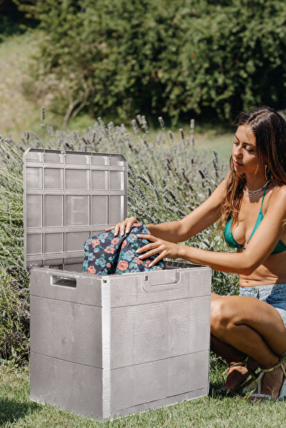 Binbirreyon Kapaklı Bahçe Depolama Sandığı Bahçe Dolabı Plastik 90Lt 50x45x50cm AA086