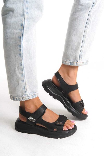 Weynes Women's Black Velcro Daily Flat Sole Orthopedic Sandals Wsb3078