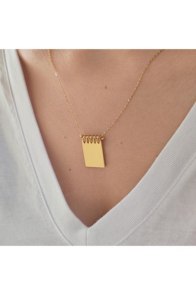 Satürn Silver Kuyumculuk Steel Notepad Necklace Name Written Does Not Tarnish