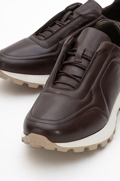 Dericlub Men's Thick Sole Comfort Casual Shoes Real Leather Cr 2570 Brown