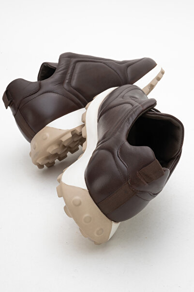 Dericlub Men's Thick Sole Comfort Casual Shoes Real Leather Cr 2570 Brown