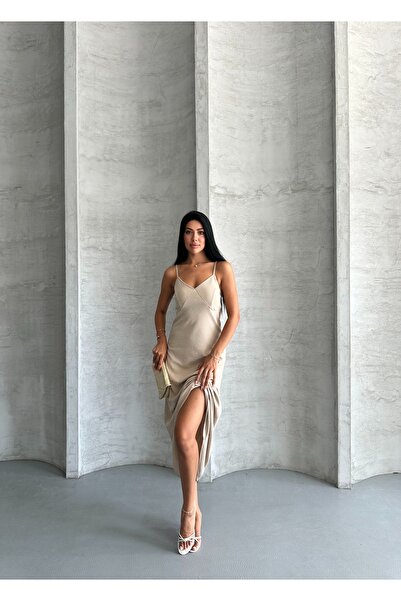 Moda Palmiss Γυναικείο Μίντι Φόρεμα με Λεπτή Πέτρα με Λεπτομέρεια από Πέτρα