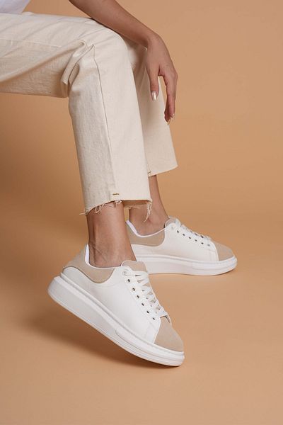 JOSEPHWORLD Lt109 White Beige Suede Women's Sneaker