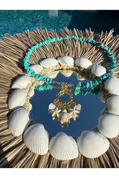 Gigi Turkuaz taşlı çoklu uçlu kolye