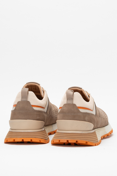 Dericlub Men's Thick Sole Lace-Up Casual Shoes Real Leather Cr 2395 Sand