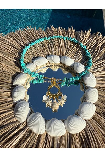 Gigi Turkuaz taşlı çoklu uçlu kolye