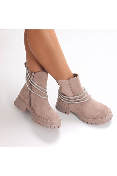 Botinelli Women's Beige Fur-lined Boots Made of -Suede Leather Darsin, 40