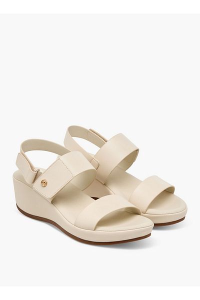Paprika Women Solid Wedge Heel Comfort Sandals with Hook and Loop Closure