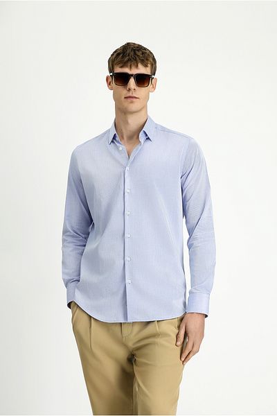 Kiğılı Long Sleeve Slim Fit Slim Fit Classic Patterned Cotton Shirt