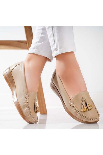 MODA STİL Women's Casual Shoes Beige Made of Eco-Leather Casane, 37