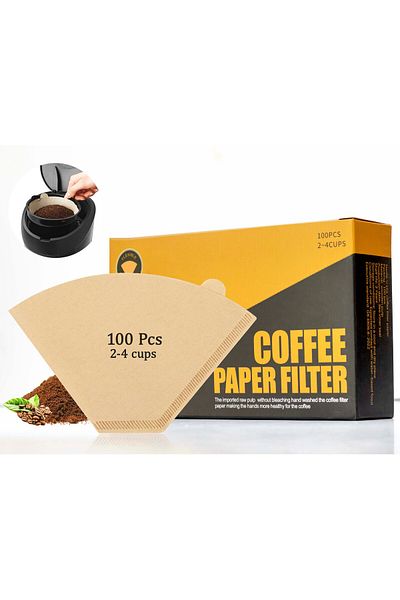 Omran Cart Brown U Shape Paper Filter Size 102, 100pcs Box, Wood Pulp, Compatible with Drippers