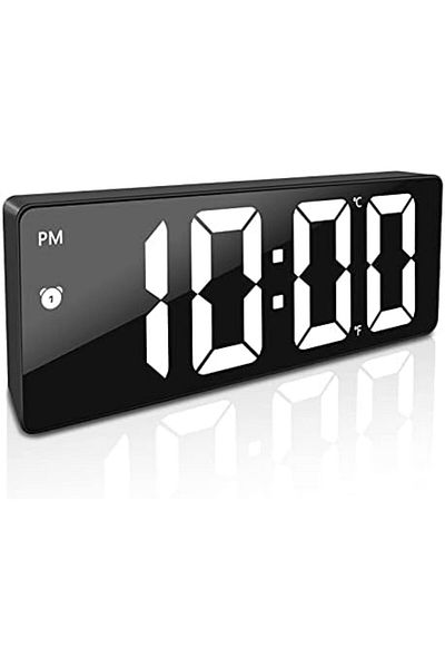 Generic ساعات منبهة لغرف النوم، شاحن USB، ساعة LED أساسية بجانب السرير مع شاشة كبيرة 7 بوصات، ساعة سنوز