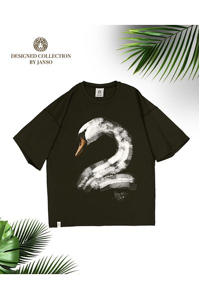JANSO GROUP -Women's Cotton Printed a Duck Short Sleeve Tshirt Oversize Big Size