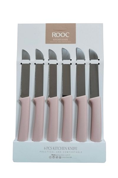 Rooc 6-Piece Kitchen Knife Set, Ultra Sharp, Pink