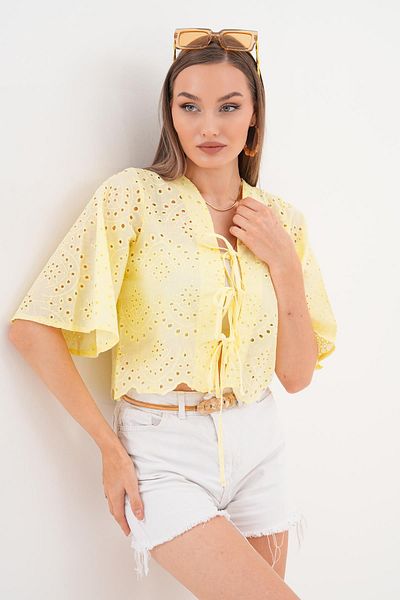 ŞİMAL Women's Laser Cut Lace Detailed Blouse 250615 -